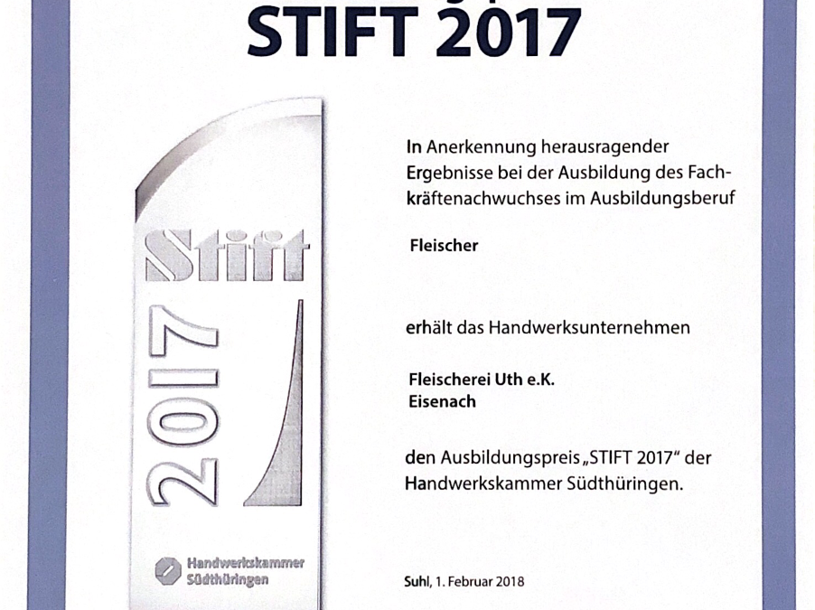 Ausbildungspreis „Stift 2017“