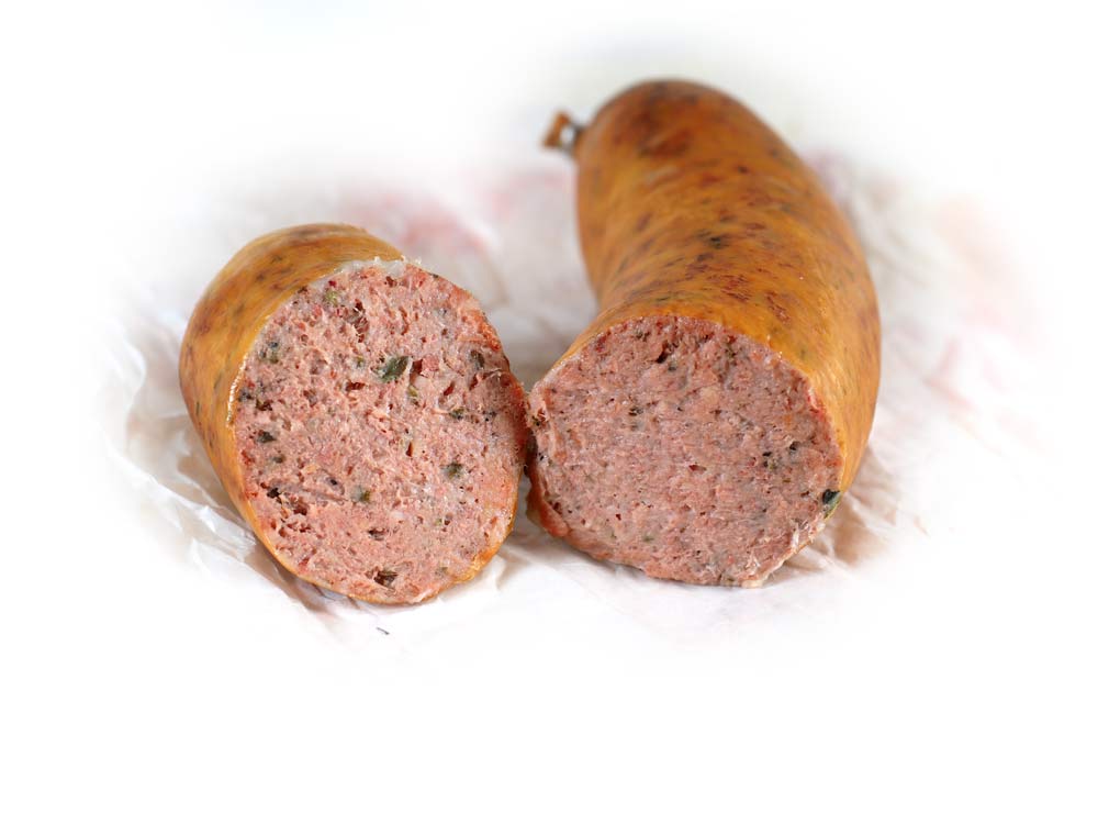 Original thüringer hausmacher Leberwurst im Krnazdarm